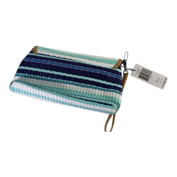 Vera Bradley Blue Teal Purple Striped Clutch Wristlet - Picture 5 of 10